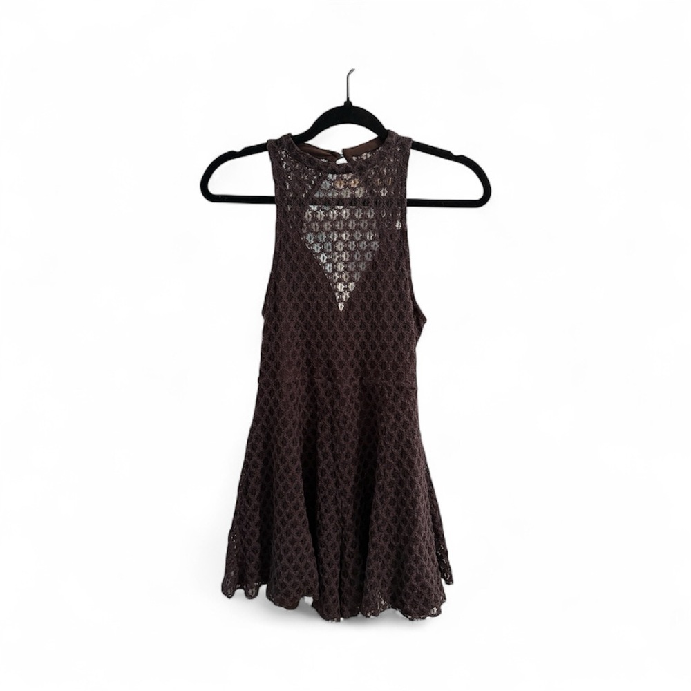 Silence + Noise Crochet Lace Brown‎ Romper